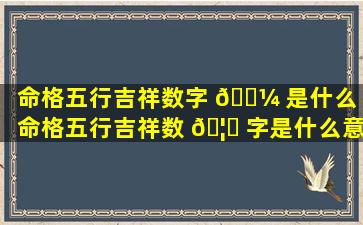 命格五行吉祥数字 🌼 是什么「命格五行吉祥数 🦅 字是什么意思」